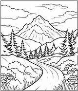 Simple Mountain Coloring Pages sketch template