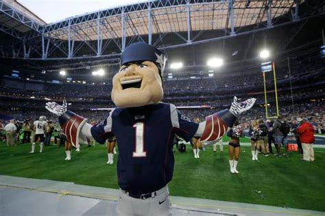 The New England Patriots mascot performs during the first half of NFL Super Bowl XLIX football ...