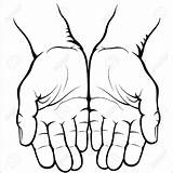 Hand Palm Coloring Template Open Hands Handprint Drawing Left Facing  sketch template