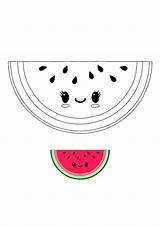 Kawaii Watermelon  Coloring pages Summer coloring sketch template