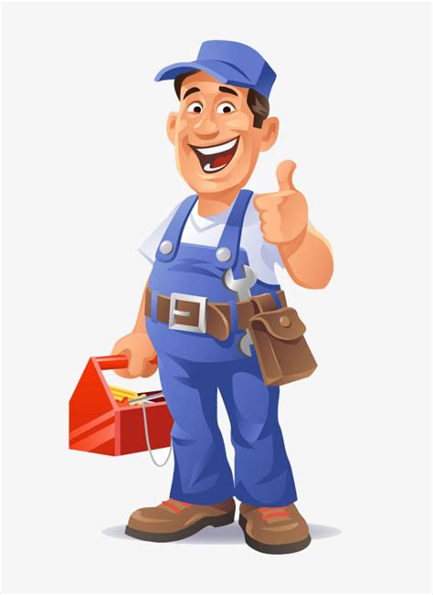 Maintenance Worker Clipart Hd PNG, Happy Cartoon Maintenance Worker, Cartoon Clipart, Portable ...