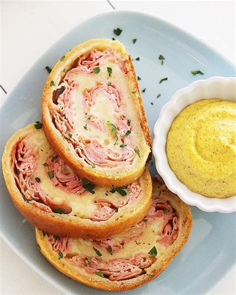 3-Ingredient Baked Ham and Cheese Rollups | Recipes, Food, Cooking