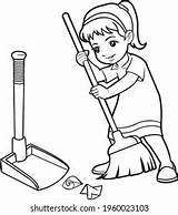 Sweeping The Floor Coloring Page Sketch sketch template