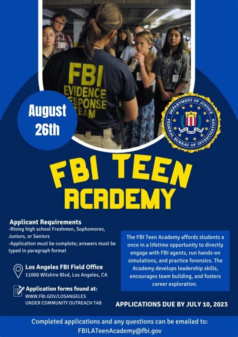 FBI Teen Academy - Application Deadline July 10, 2023 - Da Vinci Design