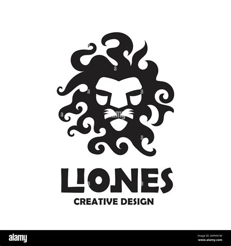 A vector illustration of black lion head logo design with cutly mane Stock Vector Image & Art ...