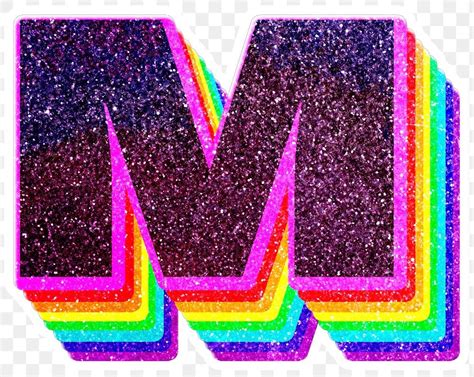 M letter layered rainbow glitter png sticker alphabet font | free image by rawpixel.com ...