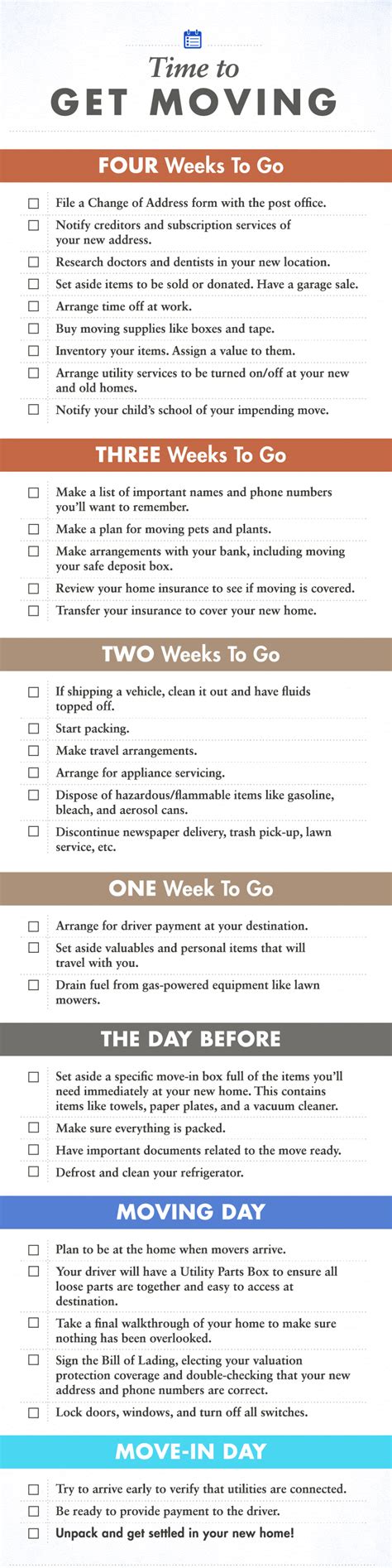 Moving Checklist Infographic Florida | Get a Free Moving Quote