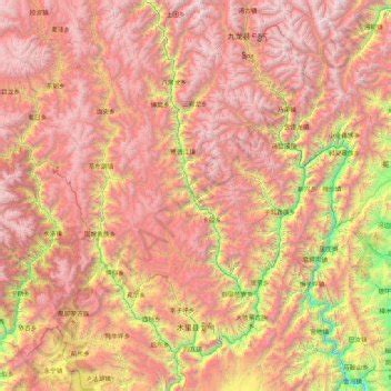 Muli Tibetan Autonomous County topographic map, elevation, terrain