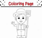 happy Boy farmer Holding rake coloring Page For Kids 43243075 Vector  sketch template
