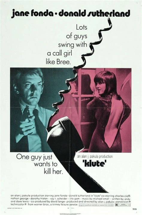 " Klute " de Alan J. Pakula (1971) | Donald sutherland, Jane fonda, Movie posters