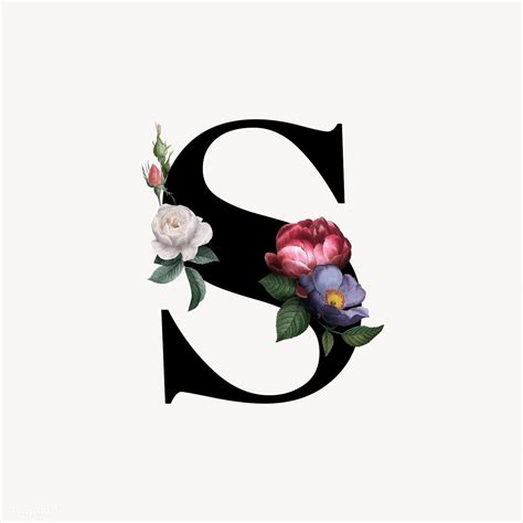 Classic and elegant floral alphabet font letter S vector | free image by rawpixel.com / manotang ...