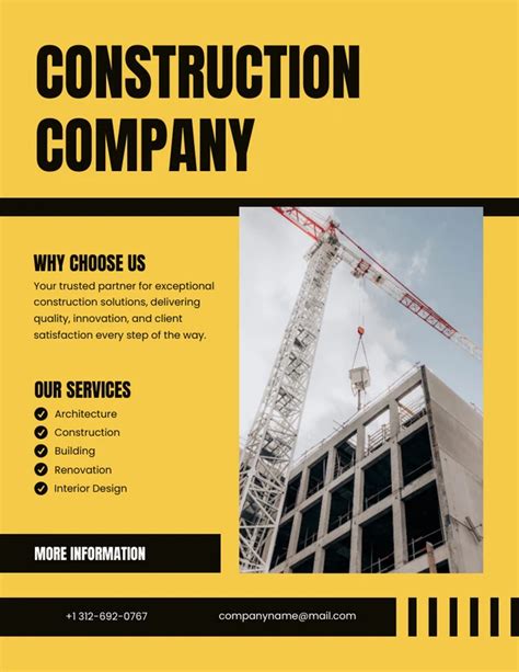 Cream Can Construction Company Flyer Template - Venngage