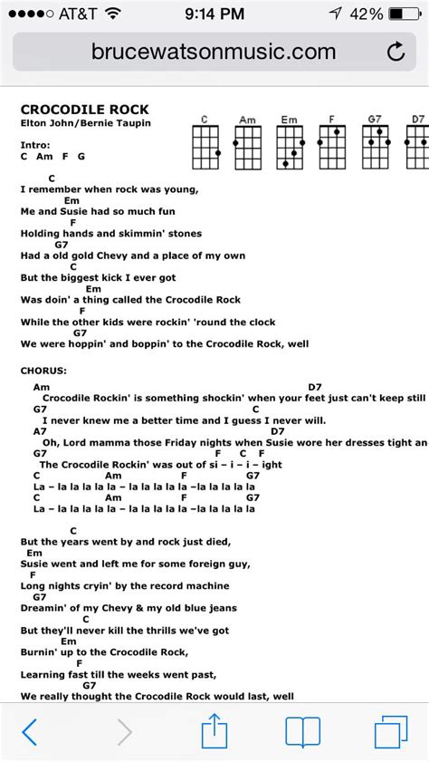 Crocodile rock uke chords | Ukulele chords songs, Uke songs, Ukulele songs