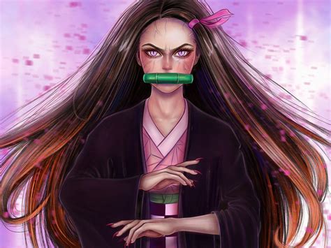 Nezuko Demon Blood Art 4K Wallpaper