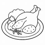 Coloring Page roasted chicken On A Plate With Tomatos  Premium AI sketch template