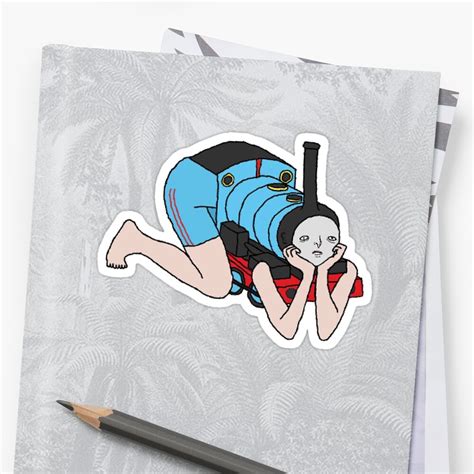 "Cursed Thomas the Train meme sticker" Sticker by Haileysos | Redbubble