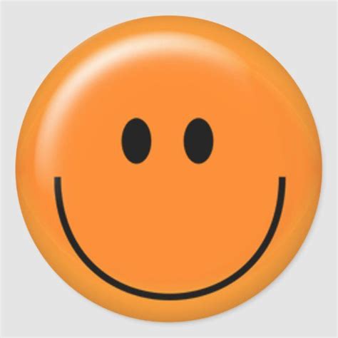 Happy orange face classic round sticker | Zazzle