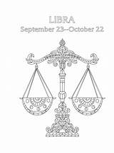 Zodiac Coloring Libra Sign Pages Signs Printable Signos Para Colouring  sketch template