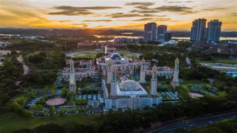 Beautiful Aerial View Sunrise at the Kota Iskandar Mosque Located at ...