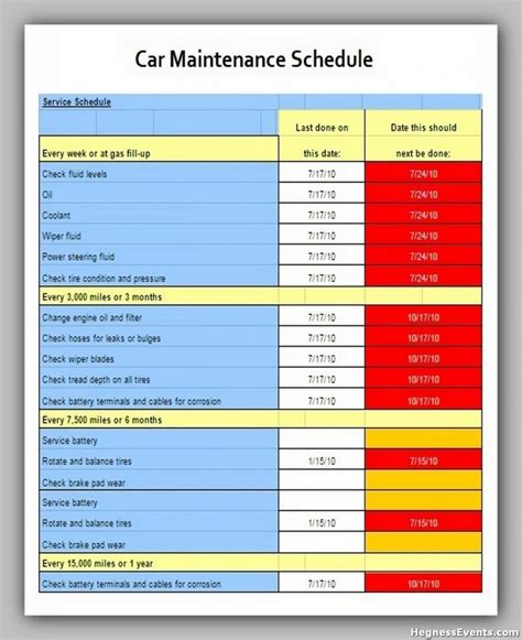 20+ Powerful Maintenance Schedule Template - hennessy events