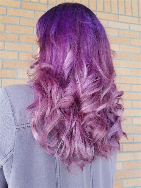 Purple, violet, to rose gold ombré hair color! | Rose gold hair ombre, Balayage hair grey, Hair ...