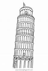The Leaning Tower Pisa Italy Coloring Page For Kids  Free sketch template