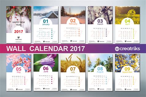 Wall Calendar 2017 - v005 ~ Templates ~ Creative Market