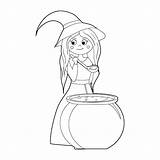 Libro Da colorare Per Bambini La Strega Dei Cartoni Animati Cucina Una  sketch template