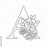 Floral alphabet letter A coloring Book For Kids Vector Illustration Of  sketch template