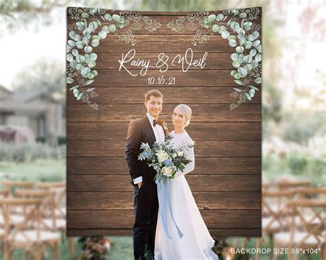 Wedding Backdrop, Rustic Wood Wedding Banner, Eucalyptus Anniversary ...