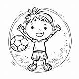 Boy Holding Soccer Ball Coloring Page Outline Sketch Drawing Vector  sketch template