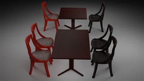 Restaurant Dining Chairs and Tables - Free 3D Model by BenevArts