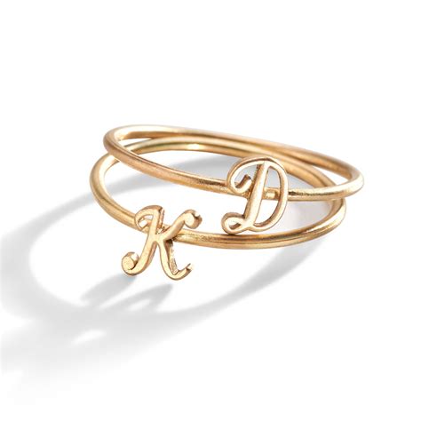 Script Initial Letter Ring | 14K Gold Letter Ring