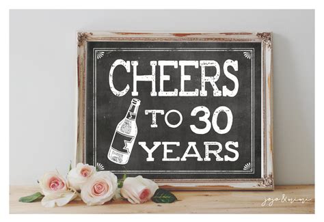 Instant 'CHEERS to 30 years' Printable 8x10 11x14