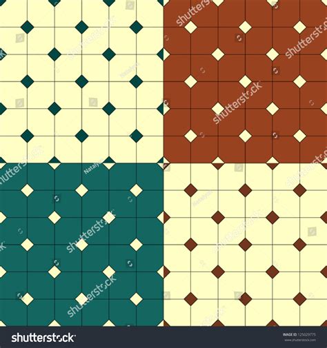 Floor Tiles Squares Seamless Pattern Set, Four Colors, Vector ...