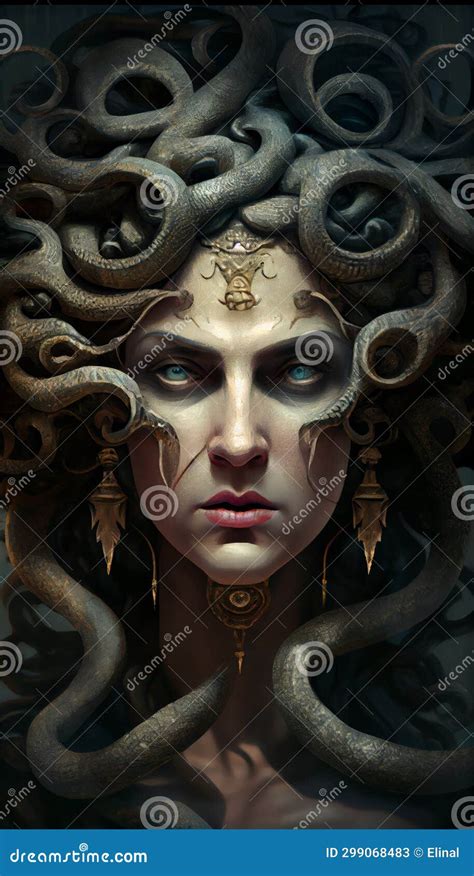 Medusa Gorgona with Snakes. AI Generative. Mythology Stock Illustration ...