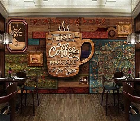 3D Coffee Poster High-Grade Retro Coffee Shop Background Wall Decoration Painting, Wall Art Wall ...