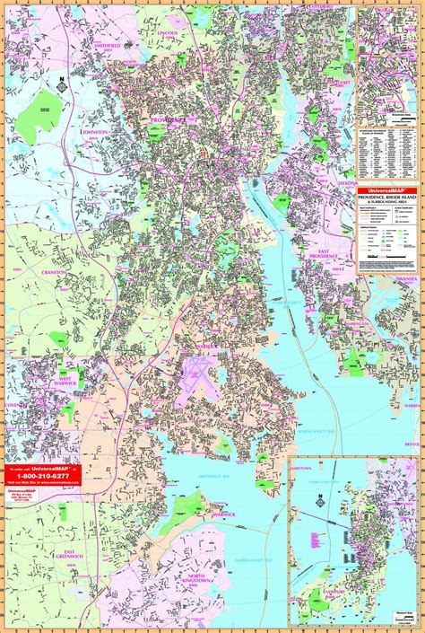 Providence, RI Wall Map | Maps.com.com