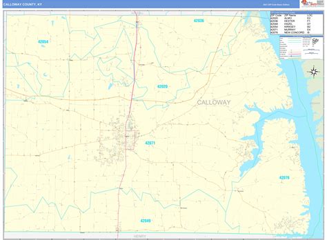 Calloway County, KY Zip Code Wall Map Basic Style by MarketMAPS - MapSales