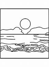 Seashore Sunset With Pink Sky Coloring Pages sketch template