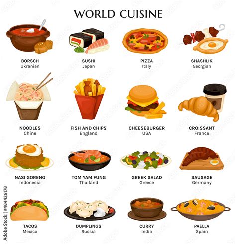 World Cuisines Dish Collection Stock Vector | Adobe Stock