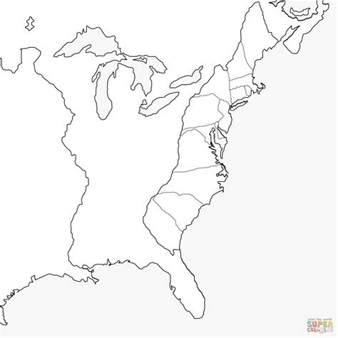 Map Of The 13 Original Colonies Printable - Printable Maps