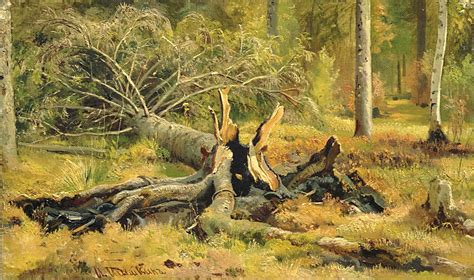 Ivan Shishkin - Fallen Tree | Art, Tree painting, Autumn trees