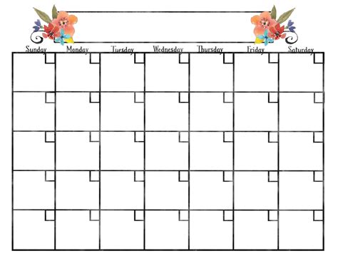 Collect Blank Calendar Pretty | Calendar Printables Free Blank