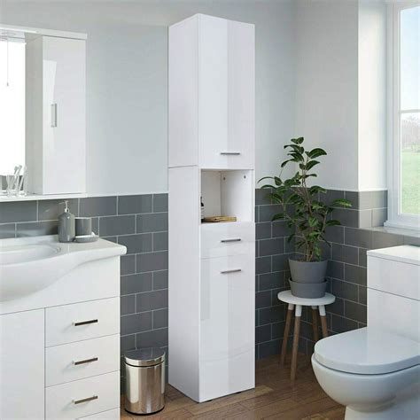 White Gloss Bathroom Storage Unit – Semis Online