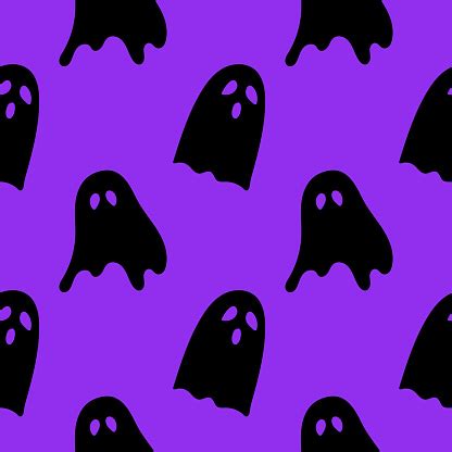 Halloween Seamless Pattern With Funny Scary Ghosts Autumn Wallpaper Or Party Background With ...