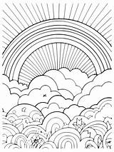 Free Printable Rainbow Clouds And Sun Coloring Page · InkPx sketch template