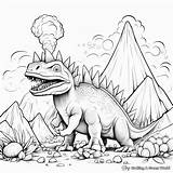 Dinosaur Volcano Coloring Pages  Free & Printable sketch template