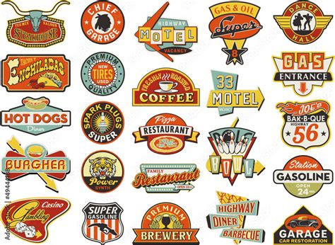 American vintage shops sign boards collection Stock Vector | Adobe Stock