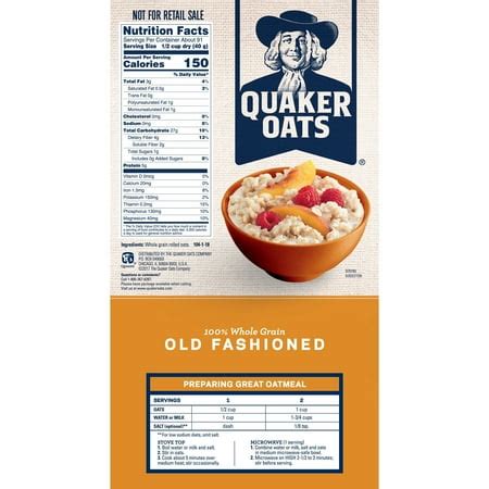 Quaker Oatmeal Nutrition Label : Quaker Oatmeal Nutrition Label - Besto Blog / A look at the ...